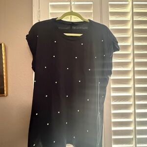 INC International Concepts Black Top with Pearl Details